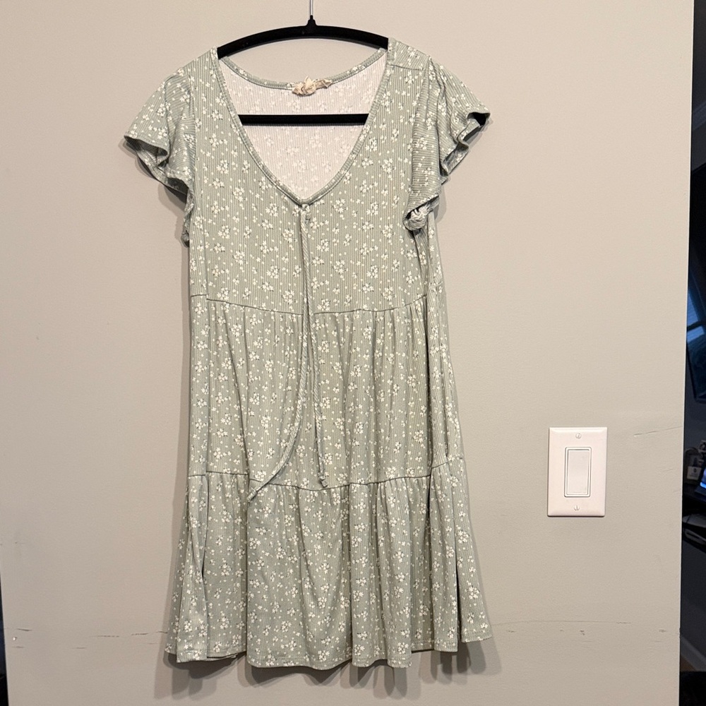 Sage Floral Mini Dress